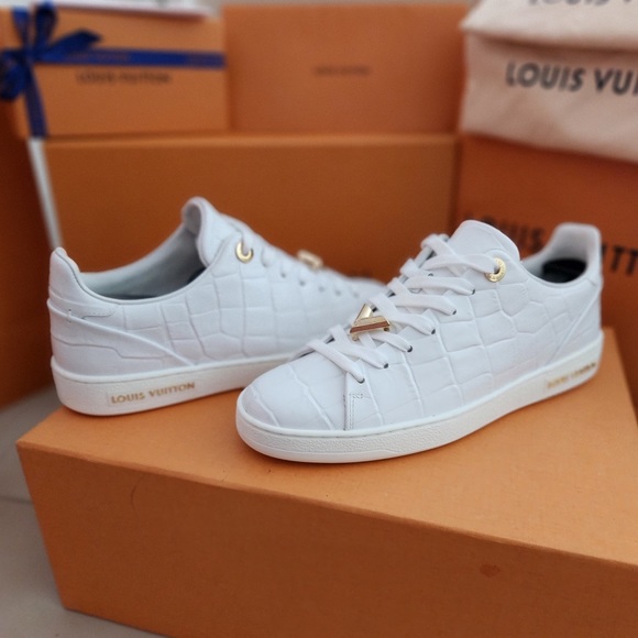 LIKE NEW! Louis Vuitton Frontrow Low Top Leather Croc Embossed Sneakers Size 36 - Picture 4 of 11
